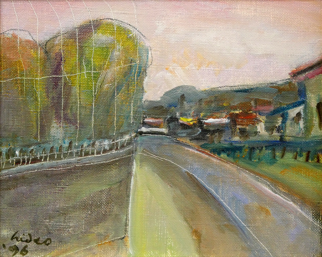 萩原英雄「風景画」油絵・F3号 絵画買取・販売の小竹美術