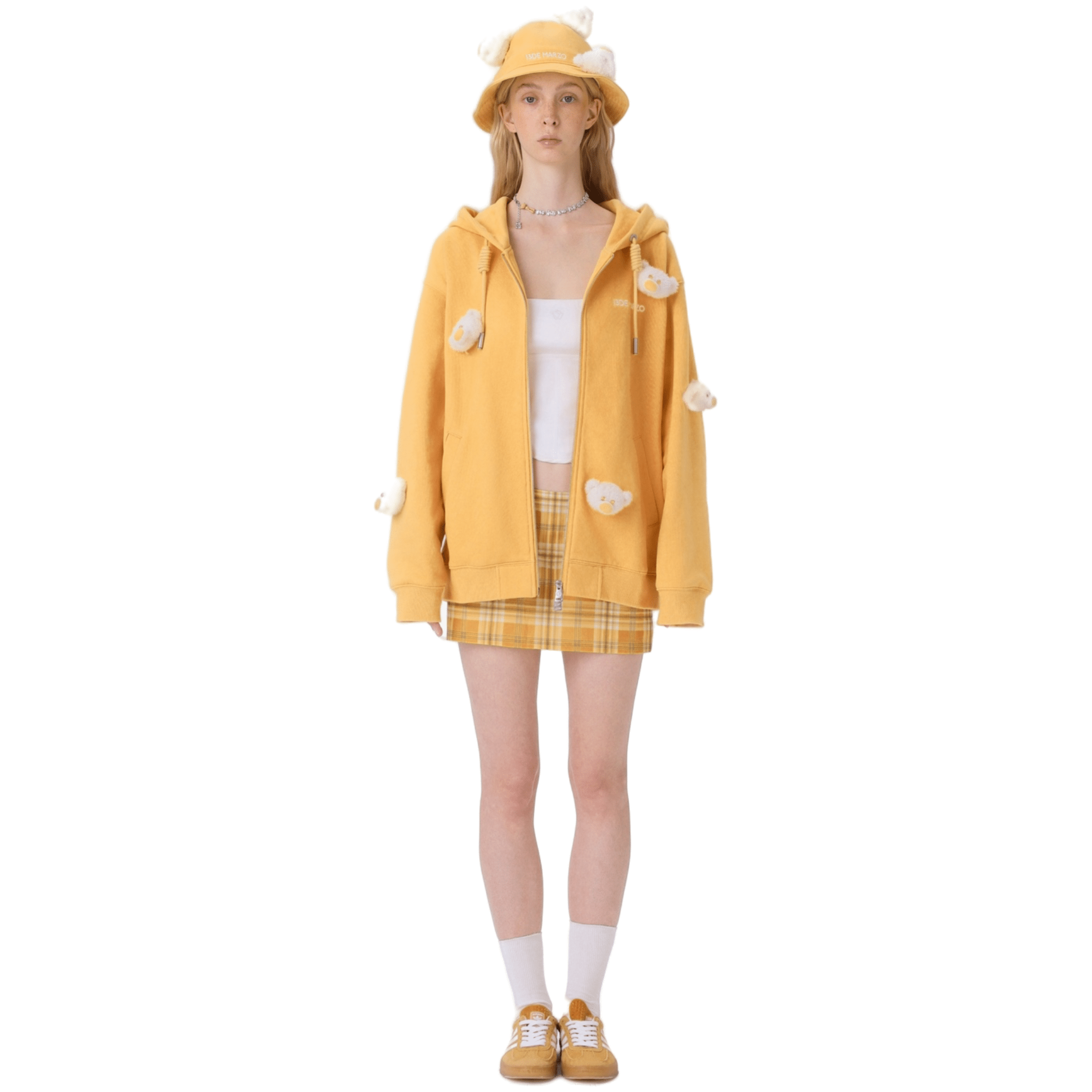 Bear Zipper Hoodie in Yellow | MADAX
