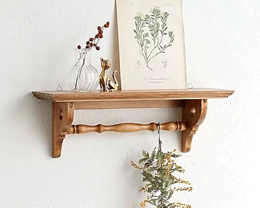 Amazon｜ウォールラック 木製 ウォールシェルフ 木 飾り棚 壁掛け