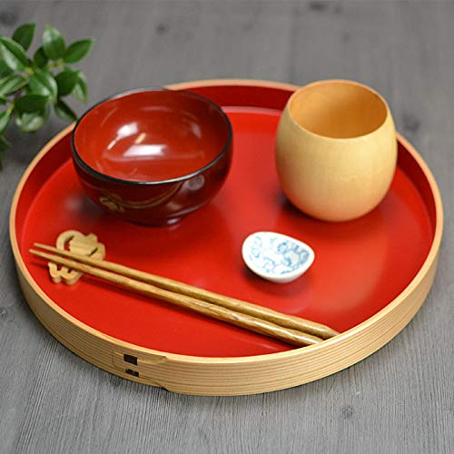 Amazon | 大館工芸社 曲げわっぱ 丸盆 茶盆 内朱 秋田杉 約30cm 日本製