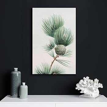 Amazon.co.jp: 絵画 枝の松ぼっくりインテリア 絵画 水彩風 中世の