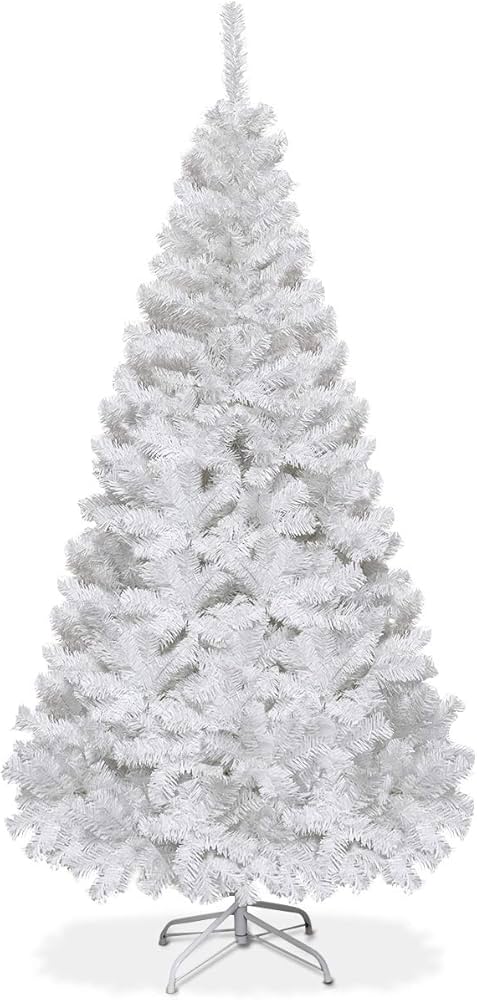 Amazon.com: POWERSTONE 7ft White Christmas Tree, Hinged Artificial