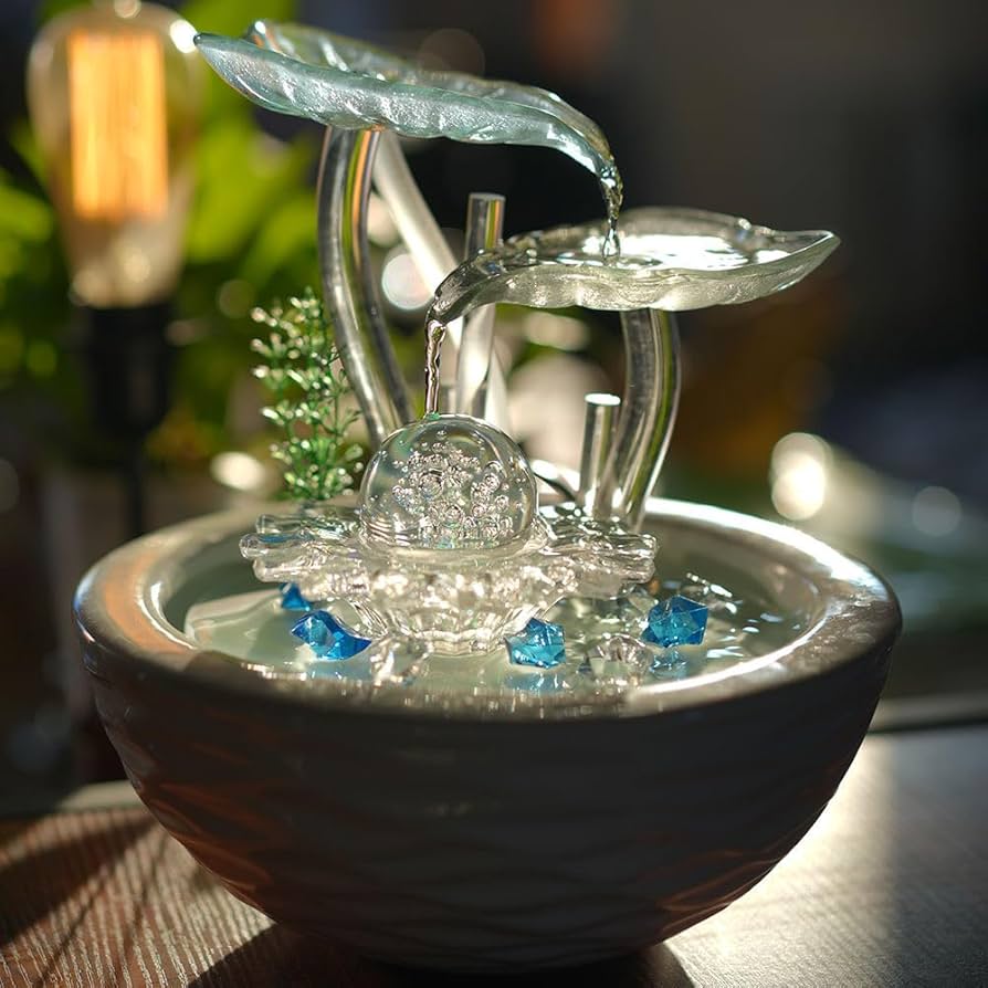 Amazon.co.jp: [SYZHXHKL] 卓上噴水 ミニ滝 卓上水の噴水 屋内飾り工芸