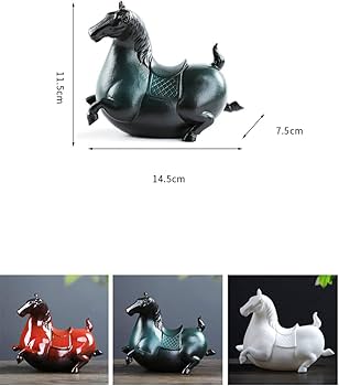 Amazon.co.jp: tonntyann 干支 午 馬の置物 陶器製 車 家 玄関 装飾