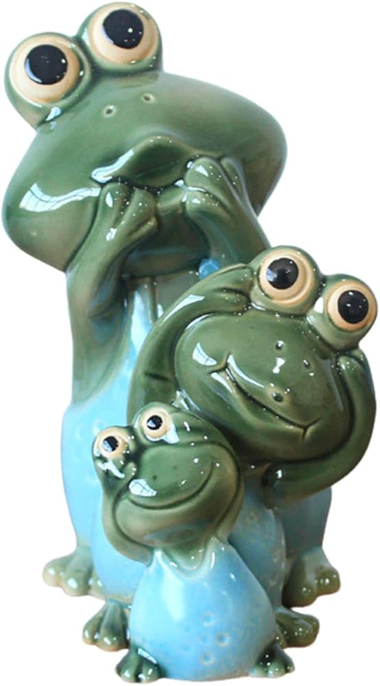 Amazon.co.jp: [TASINO] カエル 置物 セラミック 3体セット 高さ 15.5