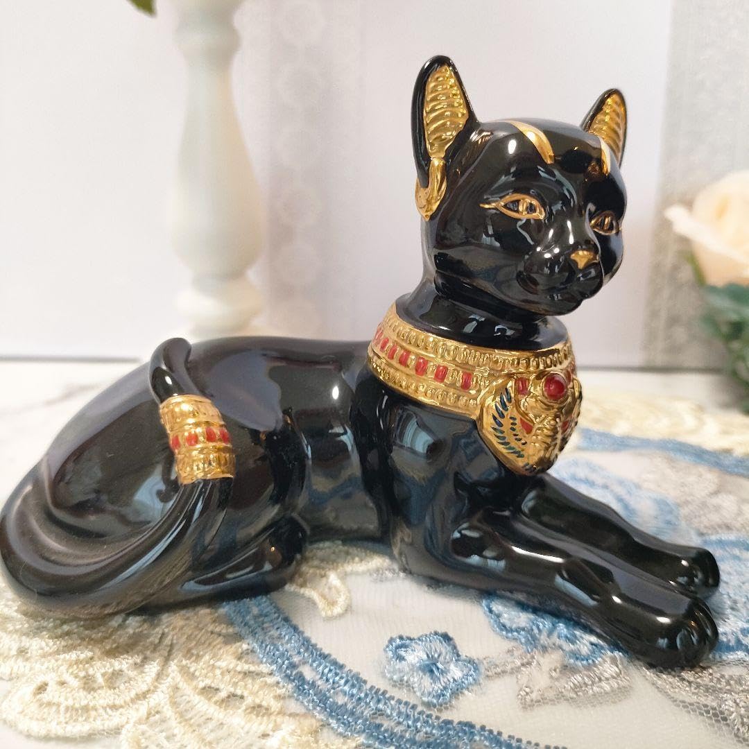 Amazon.co.jp: 24K エジプト 黒猫 レノックス ジュエリー 陶器 置物