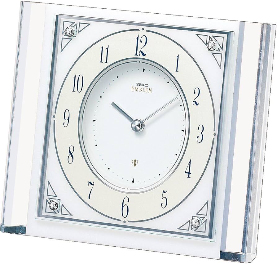 Amazon.co.jp: SEIKO EMBLEM 置き時計 白大理石枠 石枠 140x168x70mm