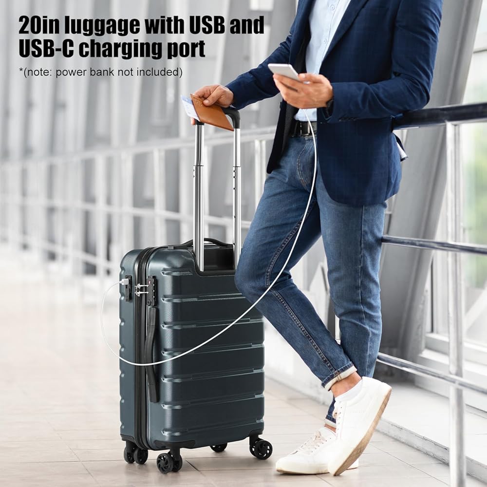 Amazon.com | Coolife Luggage 3 Piece Set Suitcase Spinner ABS+PC