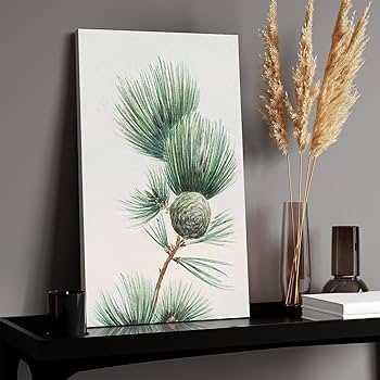 Amazon.co.jp: 絵画 枝の松ぼっくりインテリア 絵画 水彩風 中世の