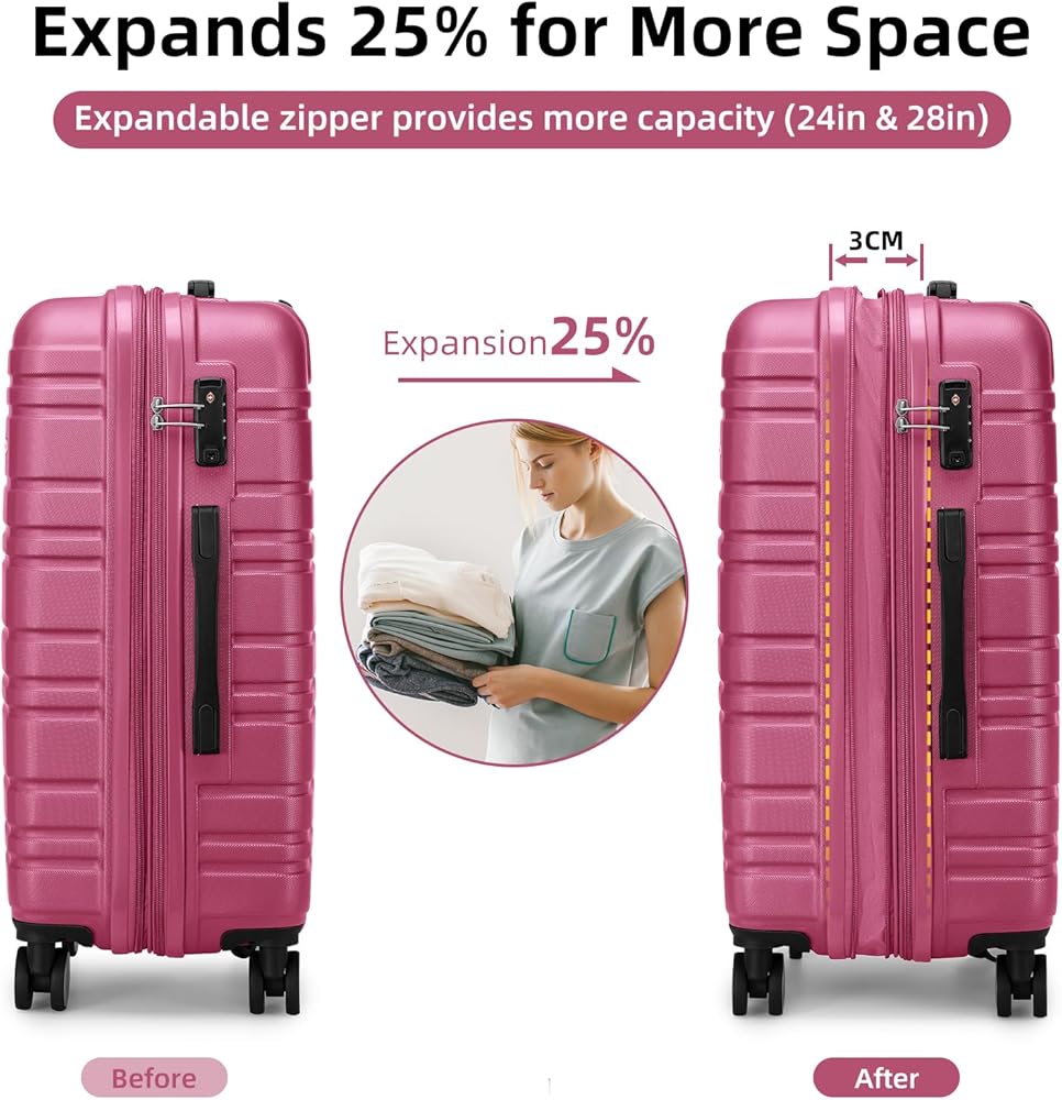 Amazon.com | LARVENDER Luggage Sets 6 Piece, Expandable Hardside