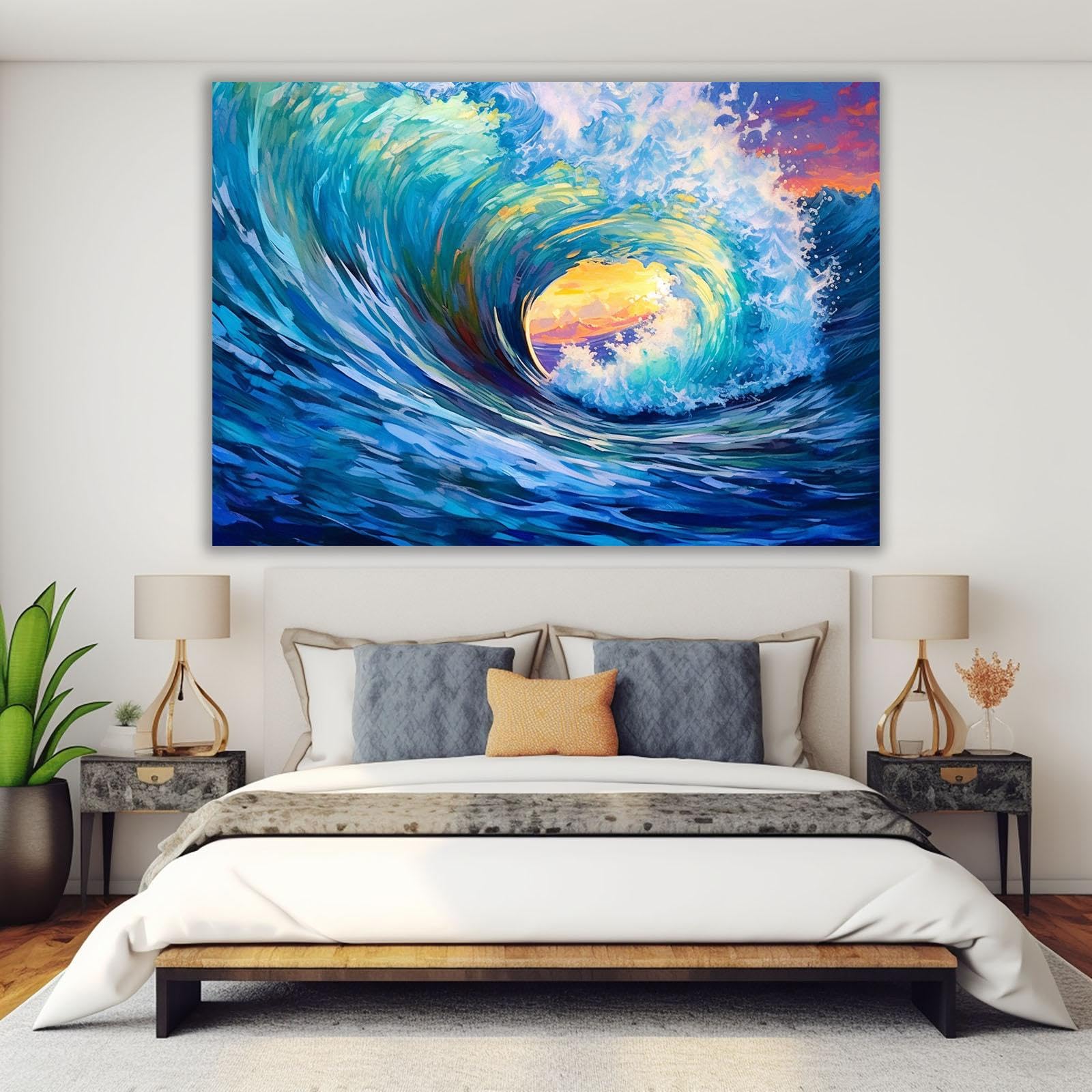Amazon.co.jp: SHYAMIC 海絵 アート海 自然風景, オーシャンウェーブ