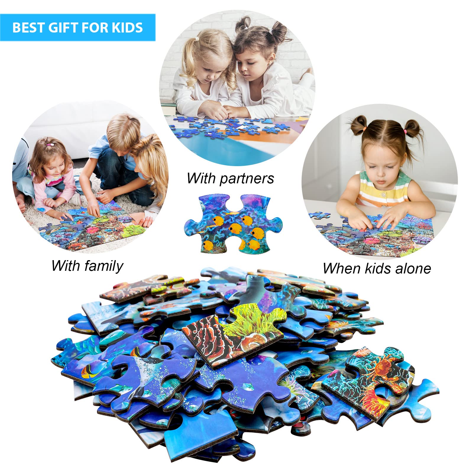 Amazon | 4~8歳、6~8歳、8~10歳の子供向けパズル - 水中シーン - 100