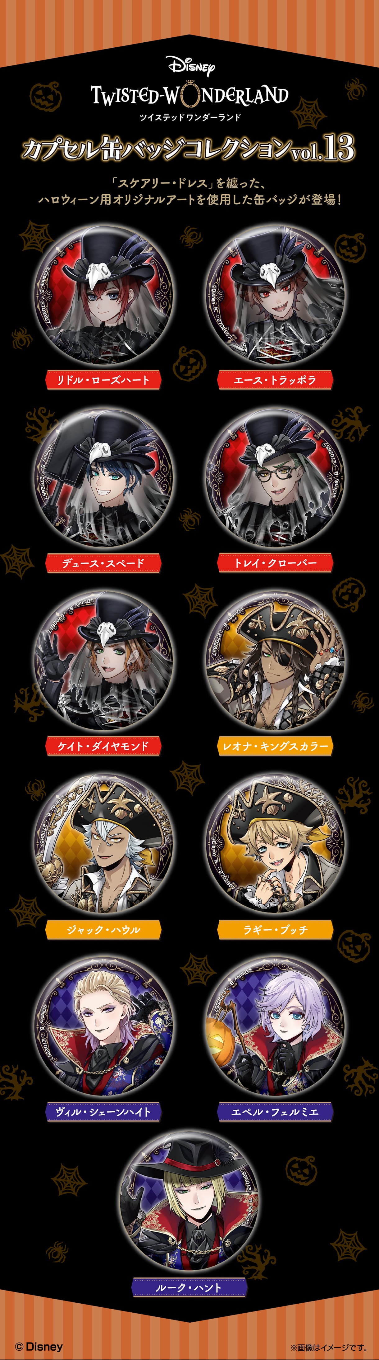 ディズニー ツイステッドワンダーランド カプセル缶バッジコレクション