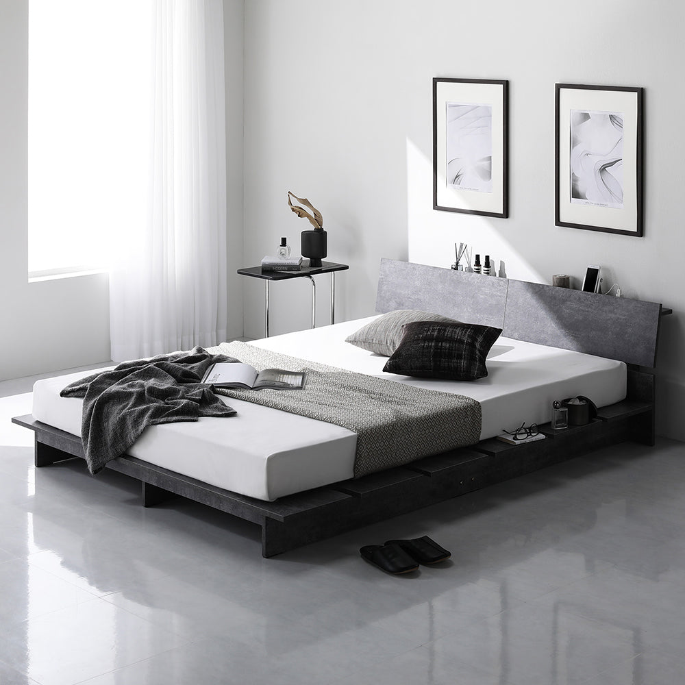 ステージベッド 棚付き コンセント付き 『TUULIE トゥーリエ』/無駄を