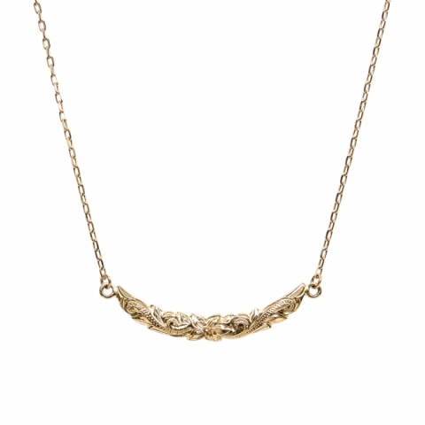 ハワイアンジュエリー/K10YG/スカラップバーネックレス/0062