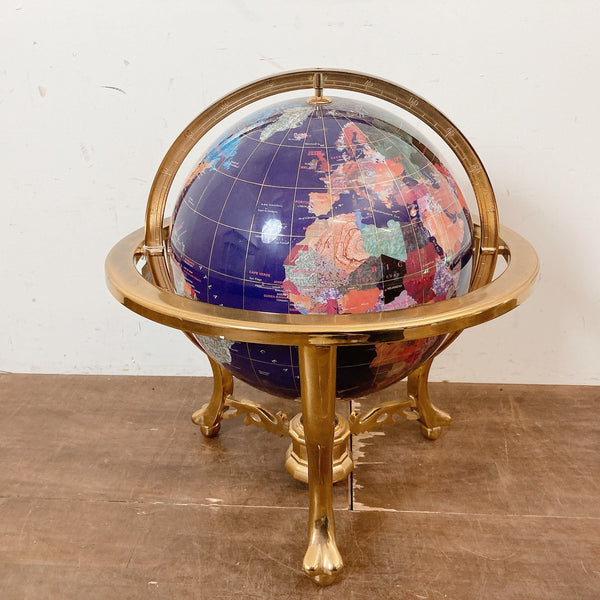 地球儀 ラピスラズリ 方位磁石付き 天然石 アンティーク インテリア