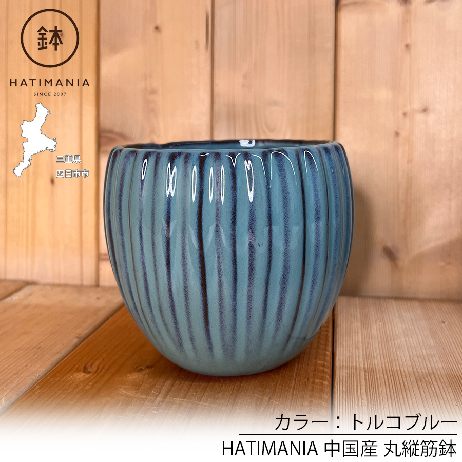 HATIMANIA 鉢マニア 丸縦筋鉢 4号 盆栽鉢 水が抜けやすい 小さい 小