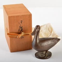 帝国美術院会員 藤井浩裕作 ブロンズ 口廣鴨 置物 共箱 D R5968 - メルカリ