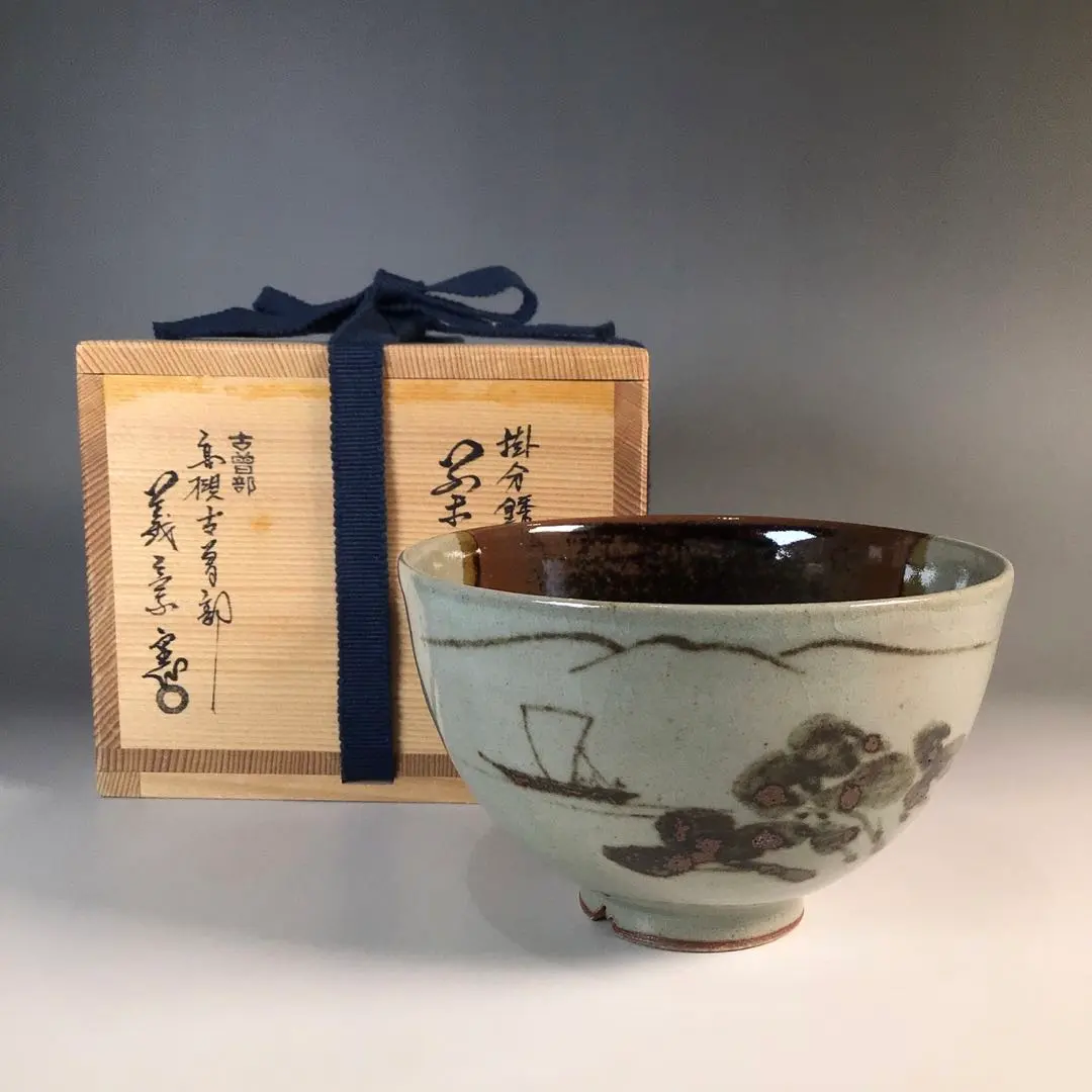 ◇希少美品 1880年頃（明治時代！古曽部焼き 素朴な染付 ぐいみ/お猪口 5客