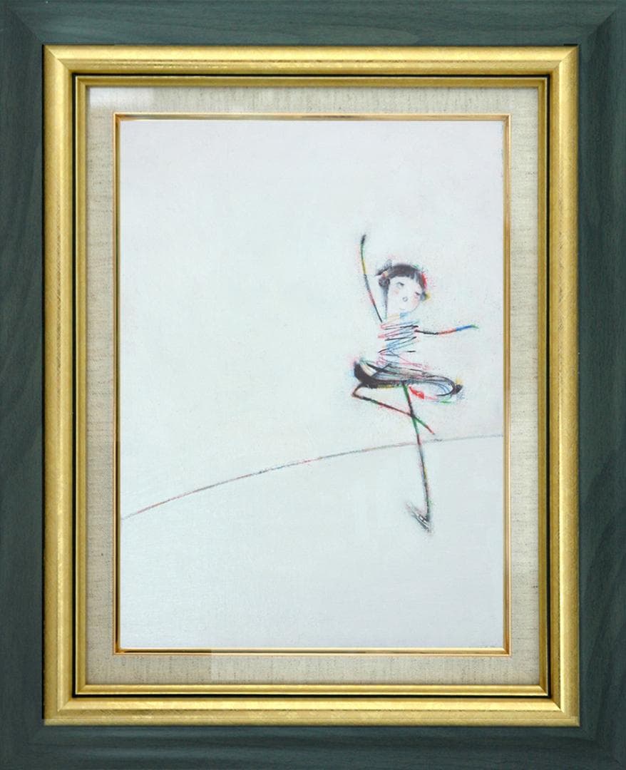 油絵 菅家令子絵 絵画インテリア額付(青緑＋金色の枠)F4-071820スケート 宮倉 靖三「安曇野（木崎湖・長野県）」油絵・F4号 絵画買取・販売の