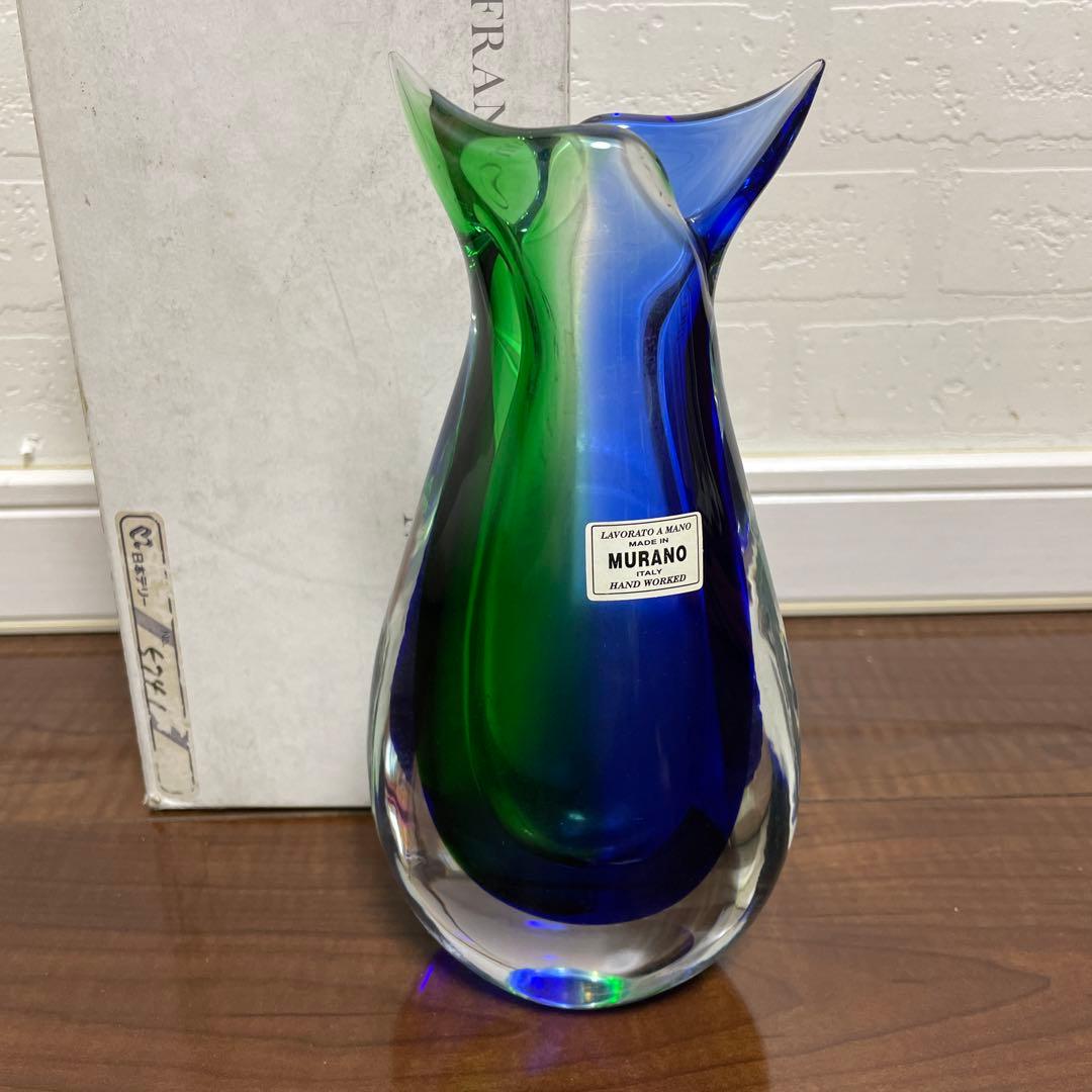 【箱付き】ムラノガラス murano ヴィンテージ 花瓶 70年代ムラーノの花瓶、ムラーノガラスの花瓶 | Johnny-Tapete