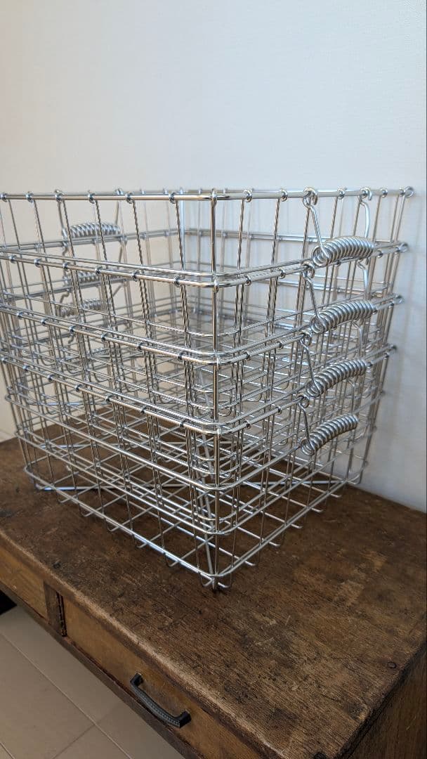 [美品] ステンレス製　給食カゴ　ワイヤーバスケット　4つセット 楽天市場】ステンレスワイヤーバスケット4 約幅37×奥行26×高さ