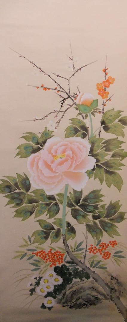 掛け軸 玉苑 四季花 絹本 希少 軸装 茶道具 掛軸 美品 です。 掛け軸 掛軸 四季草花 宮沢湖春 (真作・新品) : 掛け軸の専門店 香遊