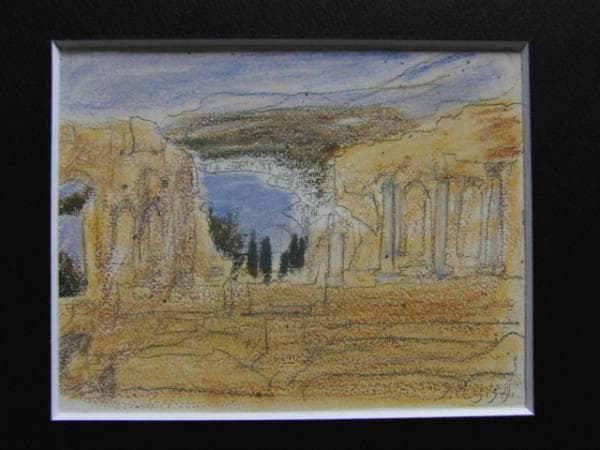 三岸節子、【タオルミナ（シシリー）】、希少なデッサン・画集画 旅へのいざない: 三岸節子ヨーロッパデッサン集1954-1989 | 三岸 節子