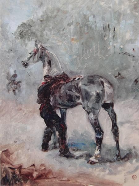 トゥールーズ・ロートレック、馬に鞍をつける砲兵、希少画集画 Amazon.co.jp: 画家 アンリ・ド・トゥールーズ＝ロートレック 世界の