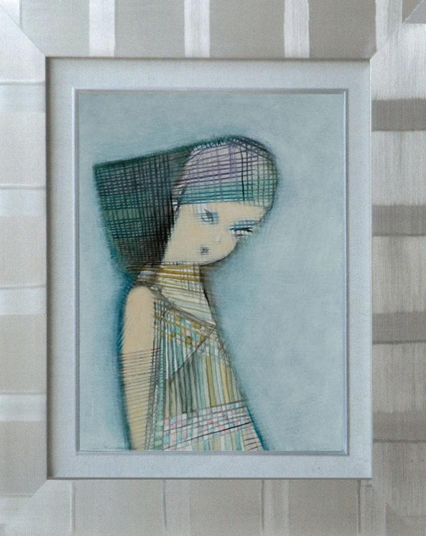 油絵 菅家令子 絵 絵画 インテリア 額付(銀) F4-071312 人物 女性 菅家令子 女性 絵 F4-071312 油絵 インテリア 人物 額付(銀) 絵画