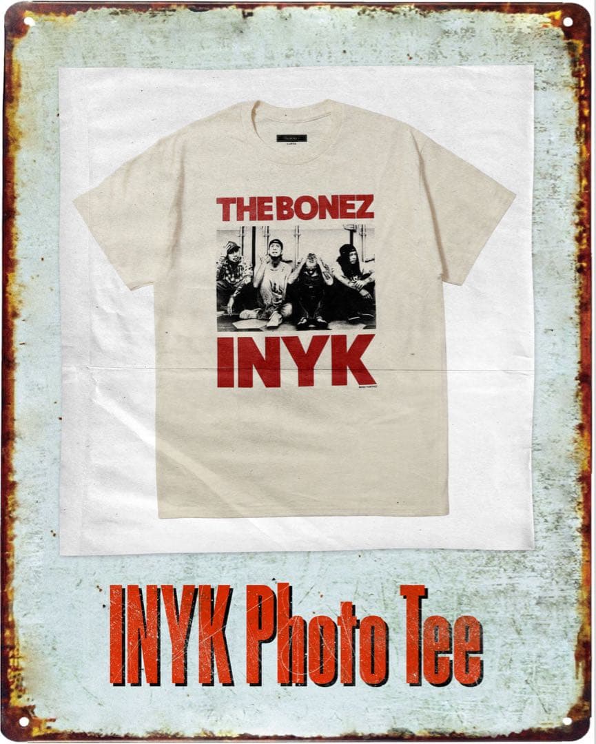 The BONEZ \"INYK Photo Tee\" Lサイズ SIZE M ・ 着丈/71-72 cm , 身幅/49-50 cm L ・ 着丈/73-74 cm , 身幅