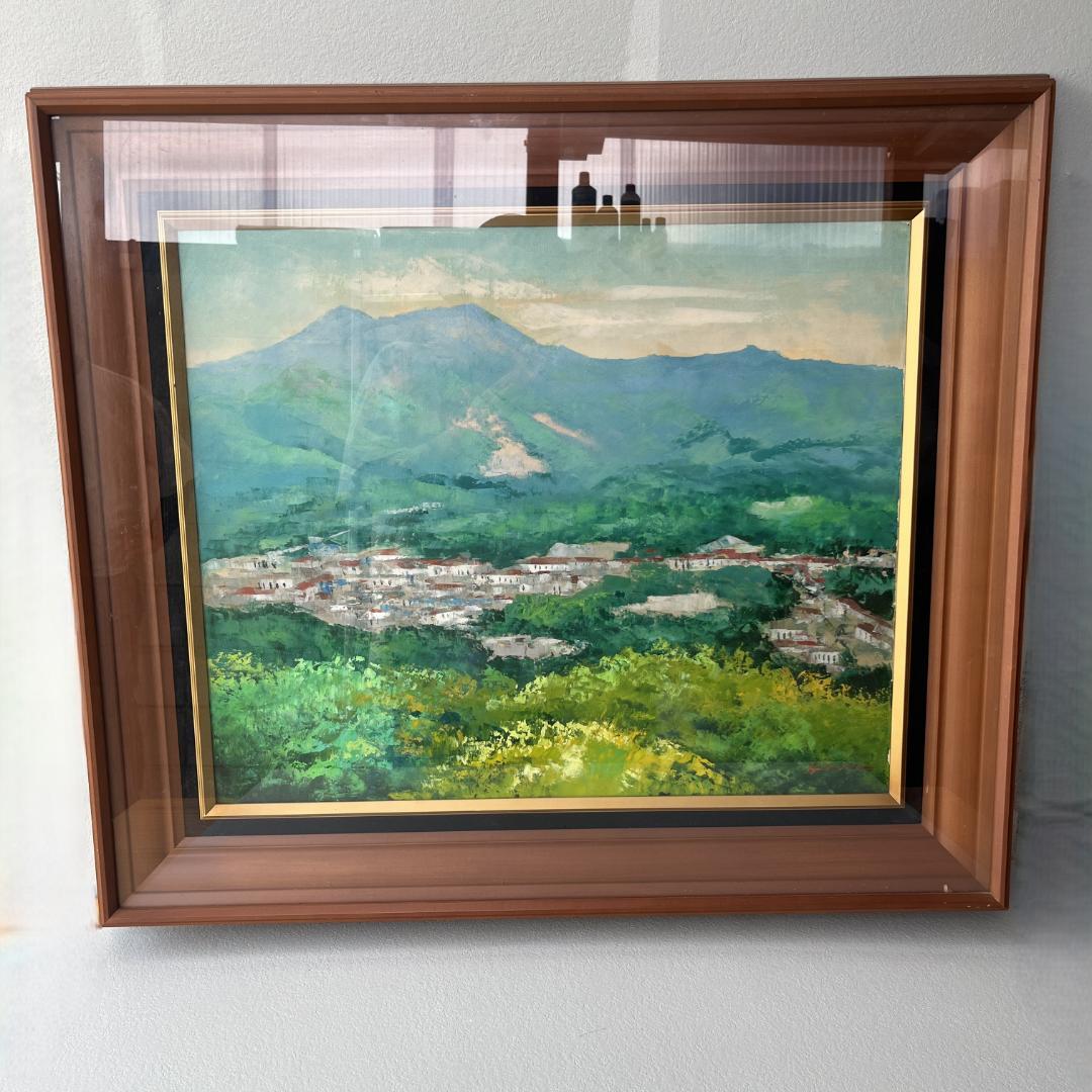 額縁付き　広瀬和之　F12　油彩画　雲仙 楽天市場】油彩画 F6号 広瀬和之 「穂高連峰」 真筆 額入り 額装絵画