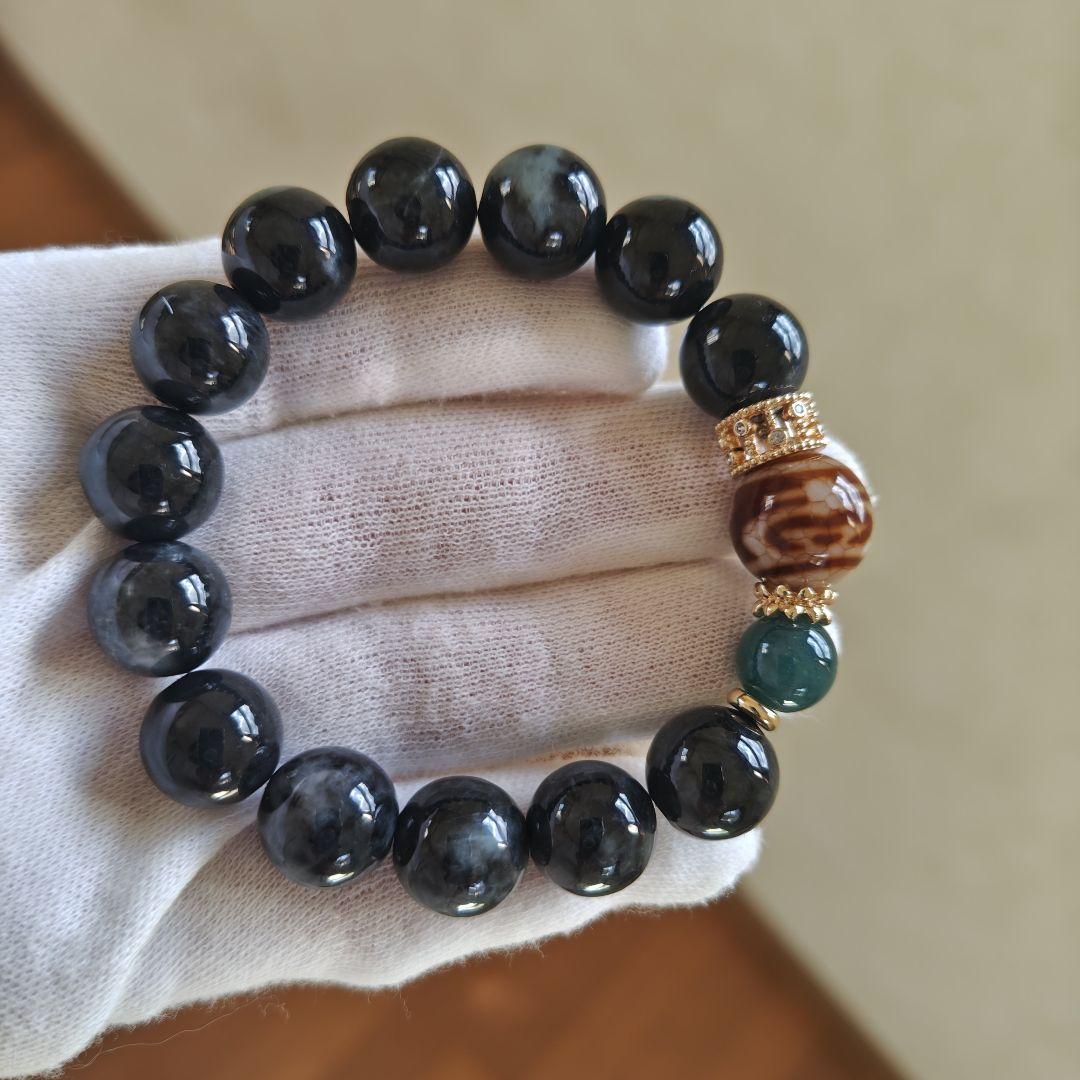 新作♡火供龍紋丸天珠、黒翡翠、グアテマラ産翡翠 1粒売り】☆最高品質！グアテマラブルー「マンサーノ翡翠」☆世界三大