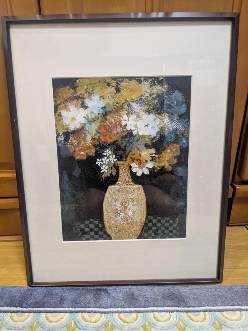 北の花 稲垣昌紀 1995年 日本画 稲垣昌紀「北の花」油絵・F4号 絵画買取・販売の小竹美術