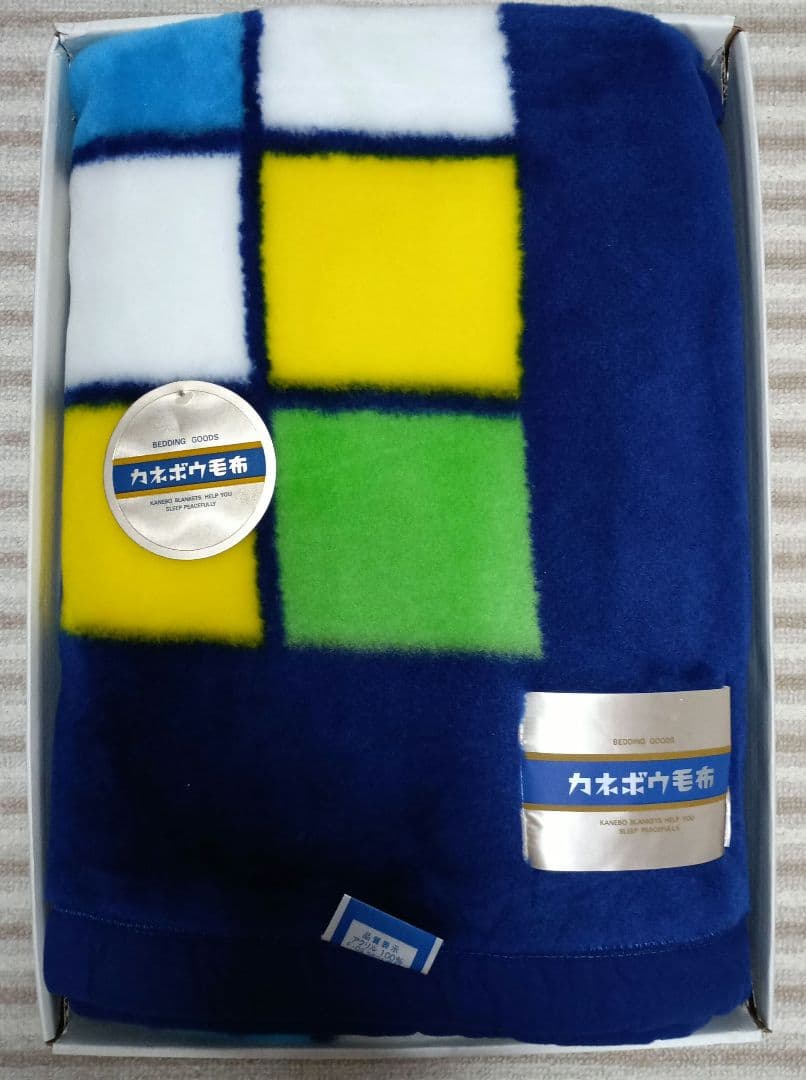 レトロポップ カネボウ アクリル 毛布 シングル 幾何学模様