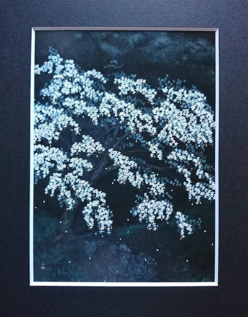 中島 千波、【散りのまがひ】、希少画集・額装画、美品、新品額装付 現代日本画の重鎮】中島千波 櫻図10選