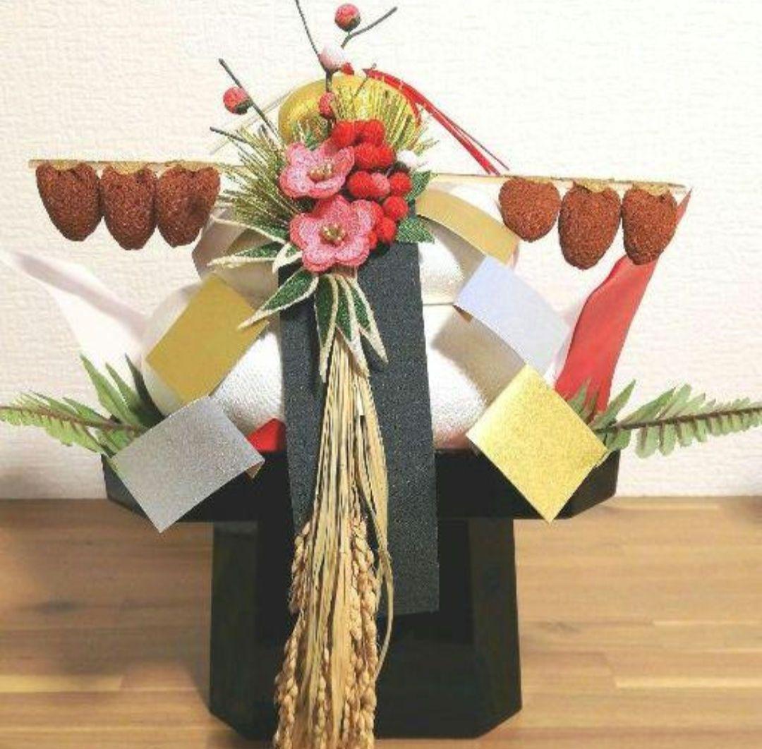 ちりめん細工＊飾り餅＊お正月＊夢み屋＊迎春満願鏡餅＊縁起物 京都夢み屋 祝紅白鏡餅 (YE19-11) ちりめん細工の正月置き飾り New
