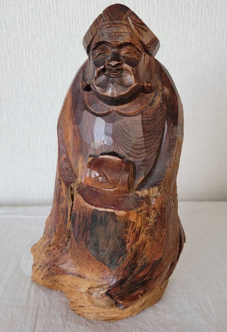 木製 大黒様　木彫り　置物　工芸品　縁起物 楽天市場】恵比寿大黒様 木彫り 置物 一刀彫 / 素材：欅(木彫 縁起物