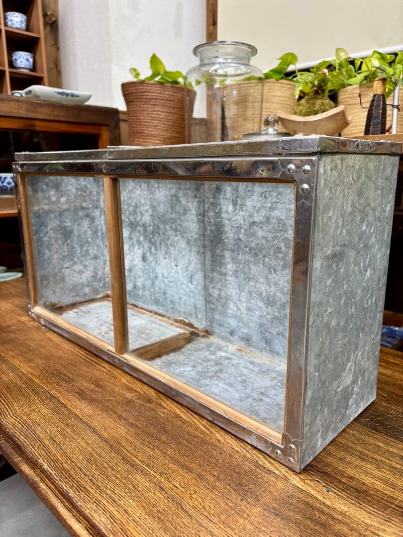 昭和レトロ 駄菓子屋 ブリキガラスショーケース アンティーク ブリキ製ガラスケース ガラスショーケース 駄菓子ケース