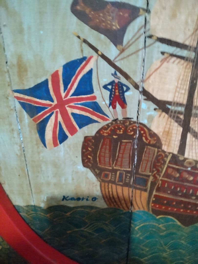 アンティーク看板 南蛮船 南蛮人 手描き 70x55x4 cm 木製 - メルカリ