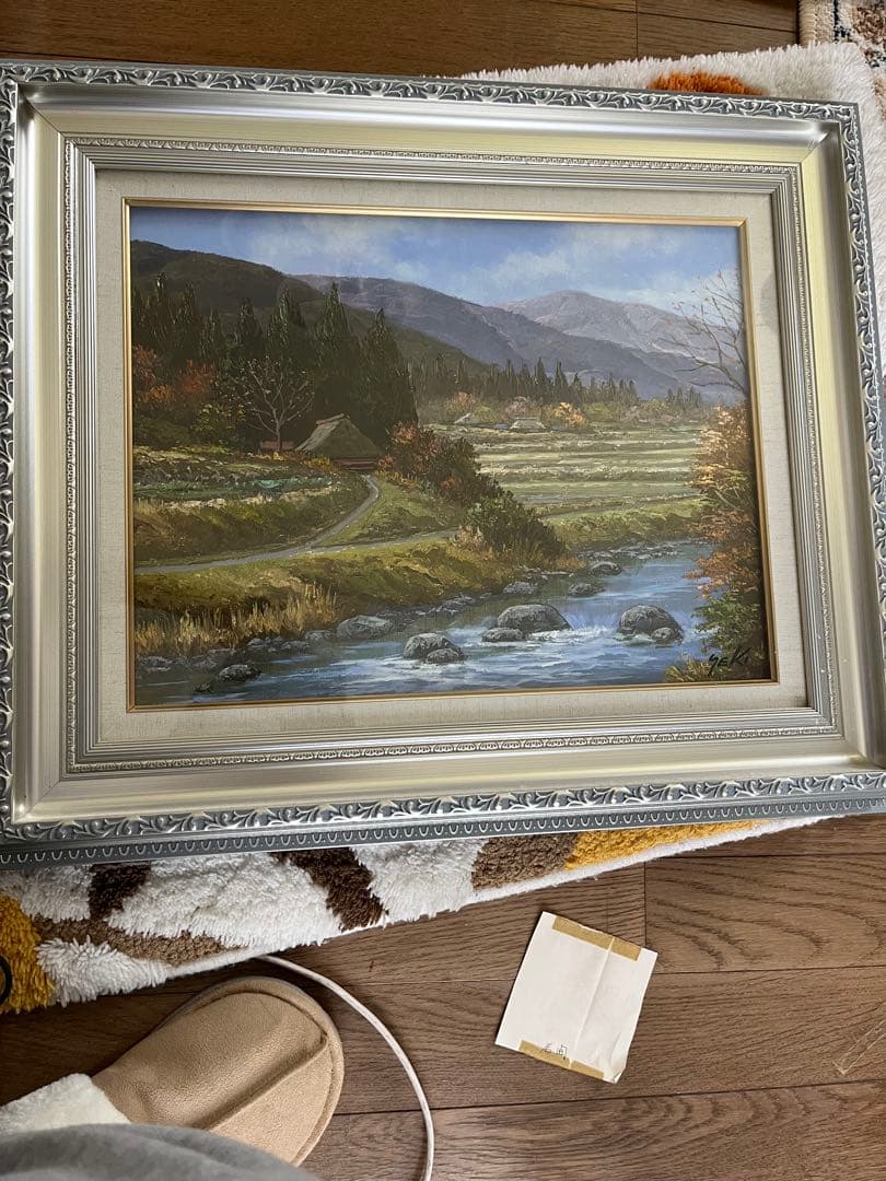 関健造　山村清流　油彩画　原風景　真作 楽天市場】絵画 油絵 額入り油彩 F4サイズ 手描き 関健造 油彩 山村