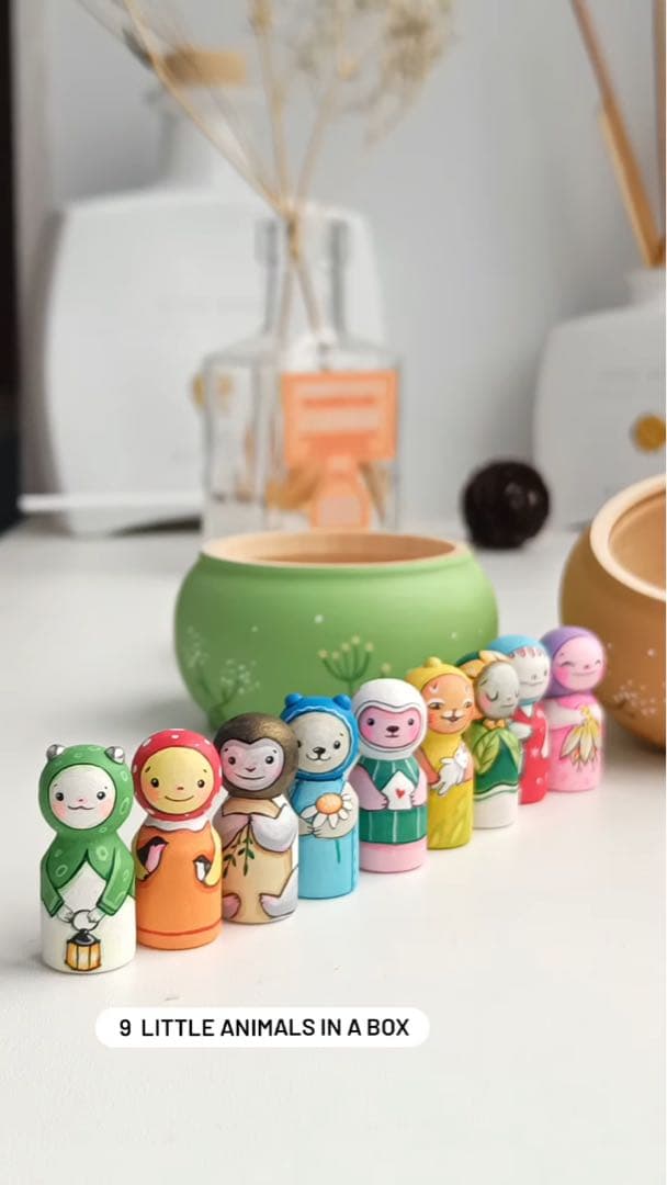 ロシア雑貨☆アニマルキット9個&Box付 マトリョーシカ マルガリータ作 マトリョーシカ アニマル オブジェ 5個組 クリスマス 逸品 洋風 動物