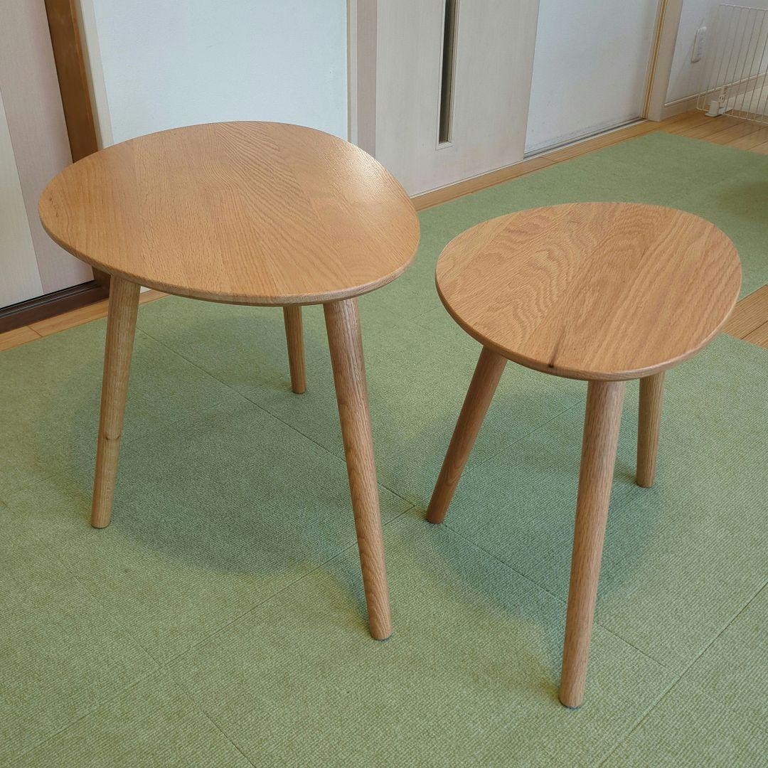 ナチュラルウッド　ネストテーブル 楕円形サイドテーブル2点セット 楽天市場】ネストテーブル RattanMix／NA 円形 ナチュラル 北欧 オーク