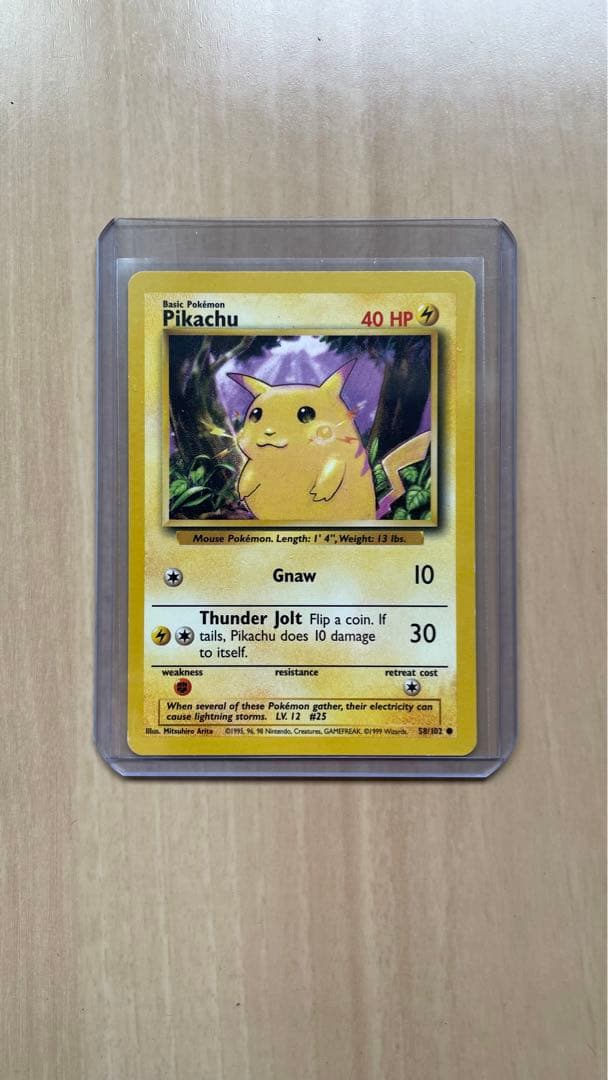 英語版ピカチュウ 58/102 ポケモンカード 初代/初版　HP40 ピカチュウ 海外版 英語版 アンリミ Pikachu - 58/102 -【Card Chicken】