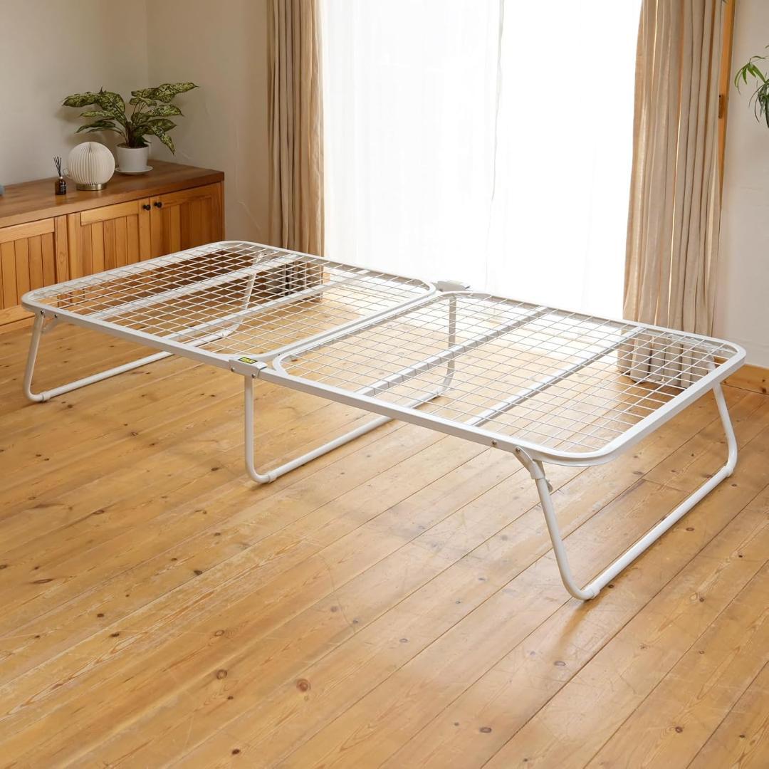 ベッド 折り畳みベッド 【完成品】シングル 耐荷重200kg ベッドフレーム シングル］パイプベッド フレーム単品 頑丈設計 耐荷重200kg