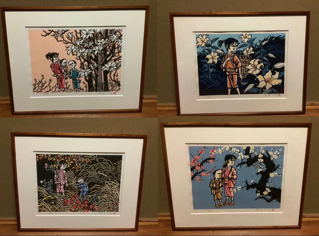 滝平二郎 オリジナル版画 限定280部 花シリーズ 春夏秋冬 保証書 希少品 滝平二郎 オリジナル版画 限定280部 花シリーズ 春夏秋冬 保証書 希少