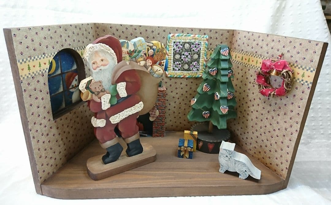 トールペイント作品 クリスマスドールハウス風 楽しいクリスマスの時間」ミニチュア ドールハウス ☆完成品☆ | iichi