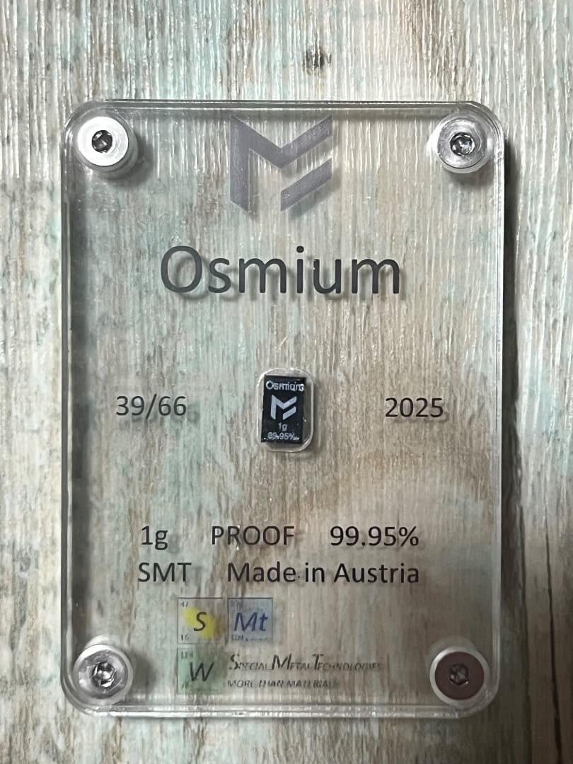 39/66 原子番号76 Os オスミウム 1g 99.95% Osmium 元素記号缶バッジ76【Os オスミウム】 | 缶バッジの達人