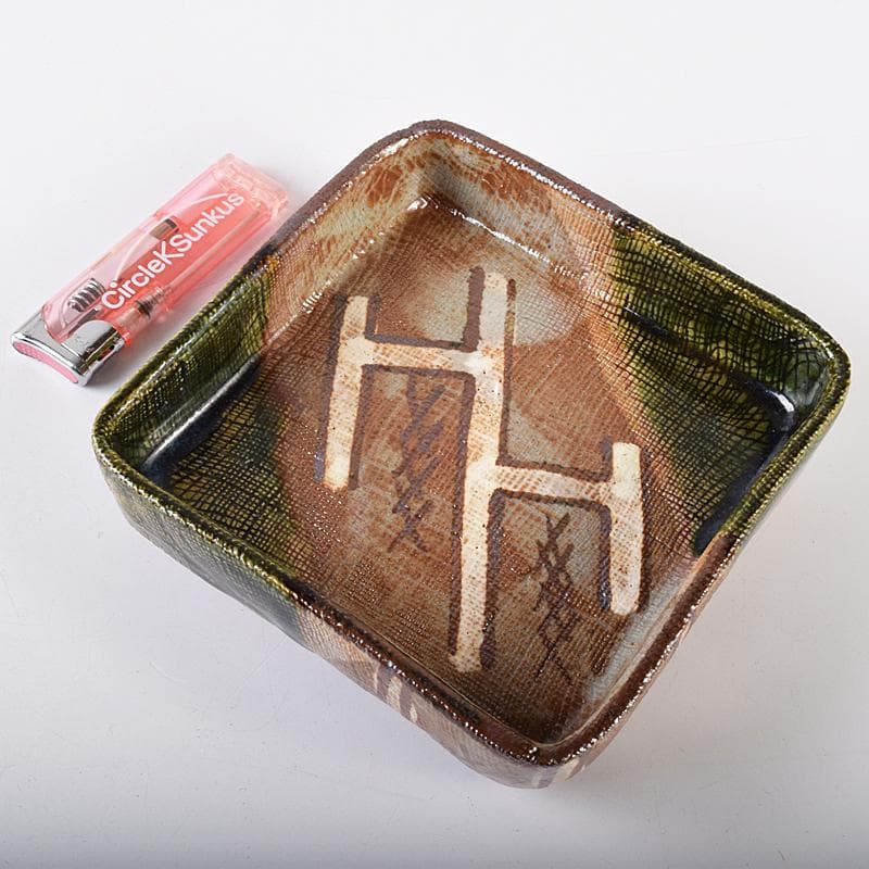 和食器 瀬戸織部 鳴海織部 加藤作助作 角向付 五客 共箱 V R8733B