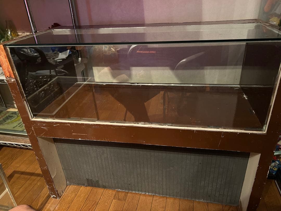 ヴィンテージ glass shelf Large Vintage Display Wall Shelf Hand Carved Frame Glass Shelves